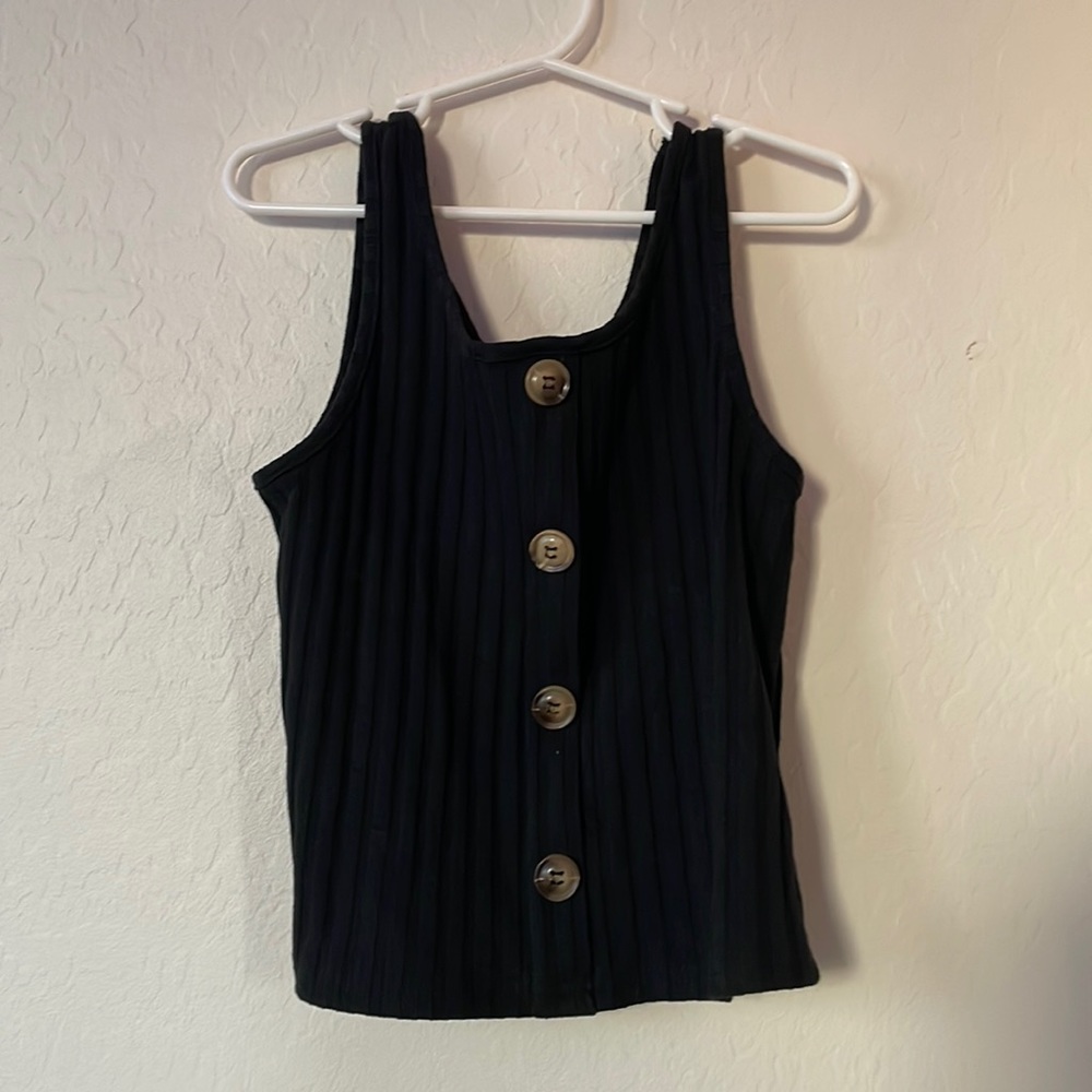 Black Ribbed Cropped Tank Top